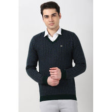 Peter England Men Green V Neck Sweater
