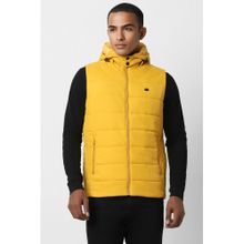 Peter England Men Yellow Regular Fit Solid Hooded Jacket