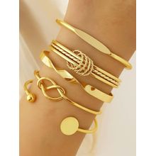 ISHKAARA Pairs Of Golden Bracelet Stack With Anti Tarnish Pack Of 5