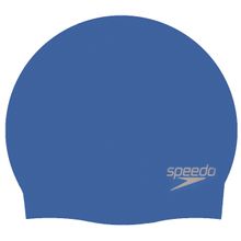 Speedo Unisex-Adult Plain Moulded Silicone Swimcap - Blue (Free Size)