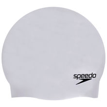 Speedo Unisex-Adult Plain moulded Silicone Swimcap - Grey (Free Size)