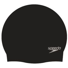 Speedo Unisex-Adult Plain Moulded Silicone Swimcap - Black (Free Size)