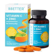 BBETTER Vitamin C And Zinc Tablets For Immunity With Amla Extract, Orange Peel Extract And Alfafa