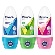 Rexona Shower Fresh, Aloe Vera & Powder Dry Underarm Roll on Deodorant (Pack of 3)