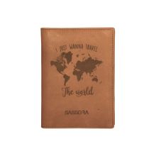 Sassora High Quality Leather Bi-Fold RFID Unisex Tan Passport Cover-Tan