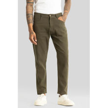 Snitch Olive Plain Relaxed Casual Chinos for Men