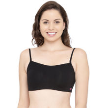 Enamor A022 Basic Cotton Cami With Detachable Straps Bra Non-Padded Wirefree High Coverage-Black