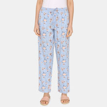 Zivame Pretty Florals Woven Pyjama - Cashmere Blue