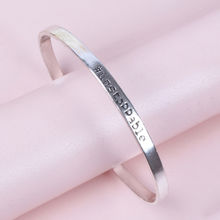 Ayesha Metallic Silver Unstoppable Quote Girl Power Cuff Bracelet