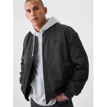 GAP Black Men's Baseball Neck Bomber Jacket