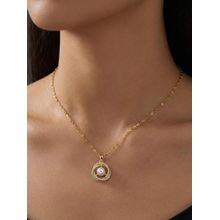 Peora CZ and Pearl Studded Gold Plated Fancy Pendant Chain Necklace