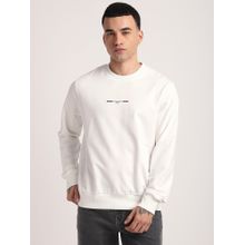 R&B Ivory Cotton Blend Regular Fit Crew Neck Graphic Print Men Sweatshirt
