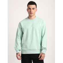 R&B Green Cotton Blend Regular Fit Crew Neck Solid Men Sweatshirt