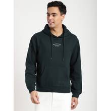 R&B Green Cotton Blend Regular Fit Hooded Graphic Print Men Hoodie
