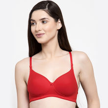 Groversons paris beauty Light Padded Wire Free T-Shirt Bra-Red
