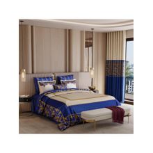 Stoa Paris Coronation 300 Tc Sateen Indigo Legacy Printed Super King Ensemble 9 Piece Bed In Bag
