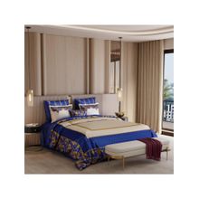 Stoa Paris Coronation 300 Tc Sateen Indigo Legacy Printed Super King Ensemble 7 Piece Bed In Bag