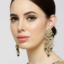 Peora Gold Plated Kundan Studded Beaded Chandelier Classic Drop Earrings (PF26E114G)