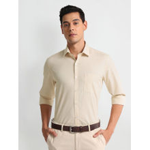 Arrow Beige Manhattan Slim Fit Patterned Dobby Shirt