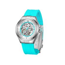 MINI Cooper Men Silver Automatic Silicone Turquoise Strap Watch-161823 (M)