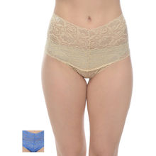 Da Intimo Beige & Blue Pack of 2 Lace Hipster
