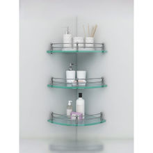 Plantex Bathroom Corner Organizer- Transparent- Glass (Pack Of 3)