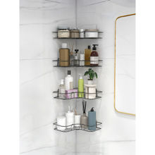 Plantex Advance Self-Adhesive Bathroom Organizer (Black) (Pack Of 4)