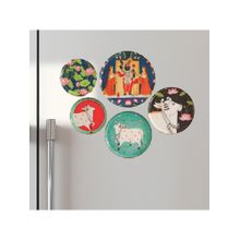Ritualistic Multi-Color Pichwai Fridge Magnets (Pack of 5)