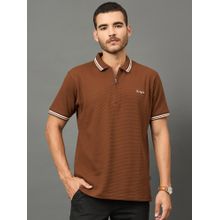 Club York Men Brown Polo neck T-Shirt