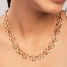 PRITA Twisted Linked Hearts Gold Plated Necklace (M)