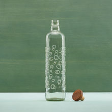 Ellementry Bubbles Glass Water Bottle With Wooden Stopper