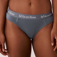 La Vie En Rose Cotton and Logo Elastic Band Thong Panty