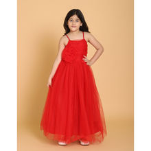 Piccolo Red Net Gown With Flower