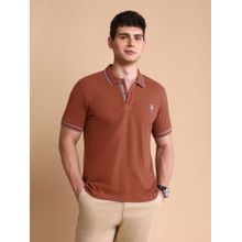 U.S. POLO ASSN. Rust Mens Pure Cotton Slim Fit Polo T-Shirt