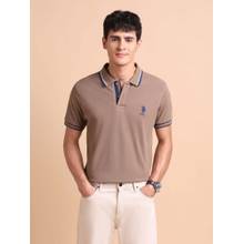 U.S. POLO ASSN. Brown Mens Pure Cotton Slim Fit Polo T-Shirt