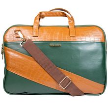 Man Arden "The Spade Jade" PVC Leather Shoulder Messenger Laptop Bag Dual Tone - Green & Tan