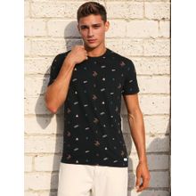 Lee Men Black Printed Slim Fit T-shirt
