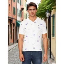 Wrangler Men Printed White Polo T-Shirt (Regular)