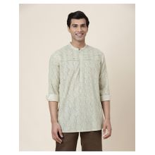 Fabindia Off White Cotton Geometric Printed Short Kurta
