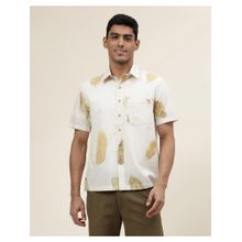 Fabindia White Cotton Printed Straight Fit Shirt