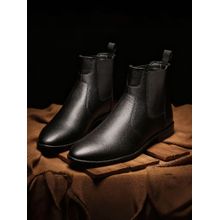Louis Stitch Men Obsidian Black Mid-Top Slip-On Chelsea Boots