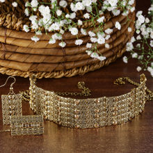 Fida Wedding Gold Toned Stone Studded Choker Jewellery Set