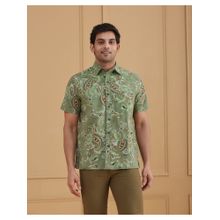 Fabindia Green Paisley Printed Cotton Bush Shirt