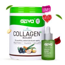OZiva Glow Routine: Plant Based Collagen Builder + Youth Elixir Face Serum Combo