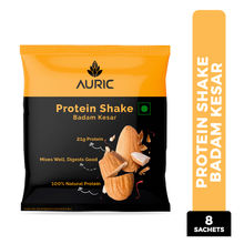 Auric Vegan Protein Powder - 21g Plant Protein & 6g BCAA per sachet - Kesar Badam Flavor 8 Sachet