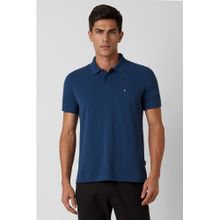Van Heusen Men Navy Solid Polo T-Shirt