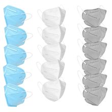 Fabula Pack of 15 KN95/N95 Anti-Pollution Reusable 5 Layer Mask (Blue,Grey,White)