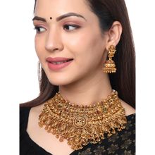 Yellow Chimes Gold-Plated Beads Drop Designed Bridal Choker Necklace Set