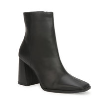 Truffle Collection Black Pu Side Zip Block Ankle Boots