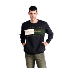 Cantabil Men Navy Blue Printed Casual Sweatshirt